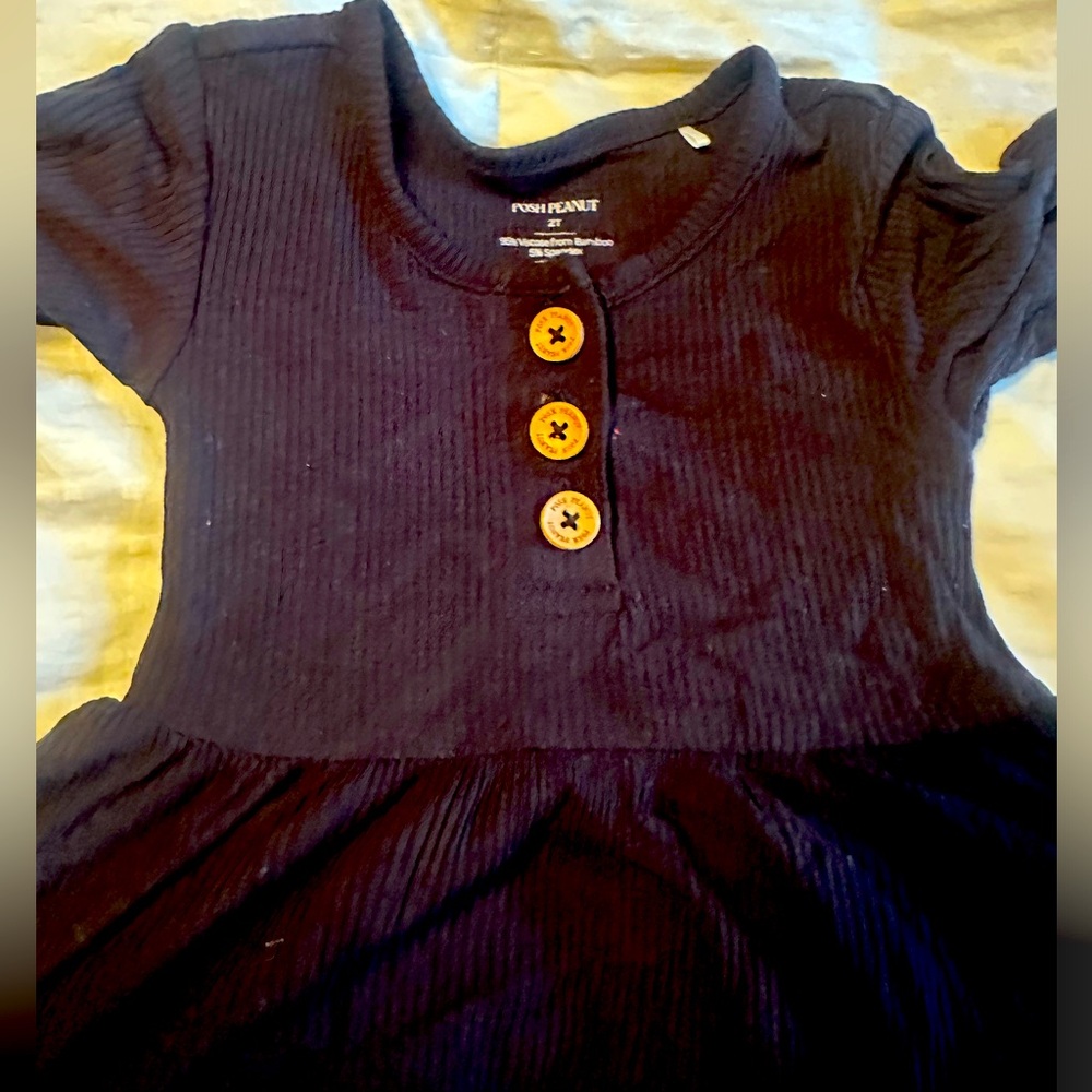 Posh Peanut Black Henley Ribbed dress. 2T. EUC.  Perfect for all seasons.